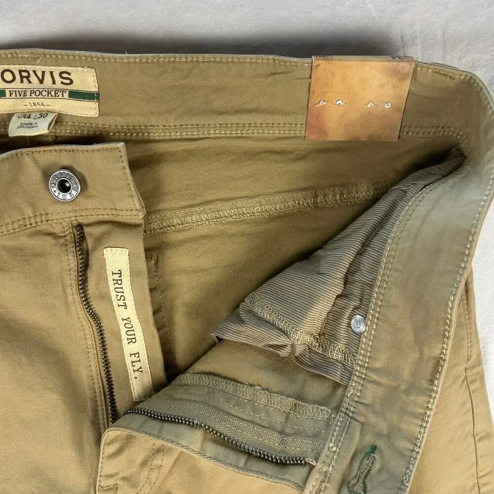NWT Orvis Five-Pocket Stretch Twill Pants – Desert Khaki W34 L30 – MSRP $109